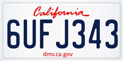 CA license plate 6UFJ343