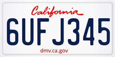 CA license plate 6UFJ345