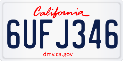CA license plate 6UFJ346