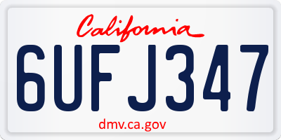 CA license plate 6UFJ347