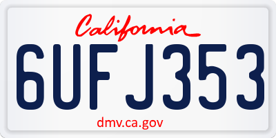 CA license plate 6UFJ353