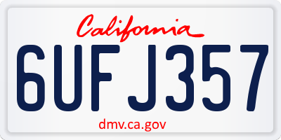 CA license plate 6UFJ357