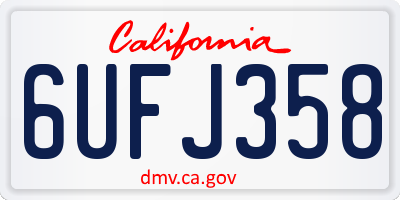 CA license plate 6UFJ358