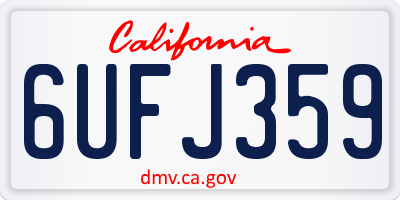 CA license plate 6UFJ359