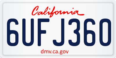 CA license plate 6UFJ360