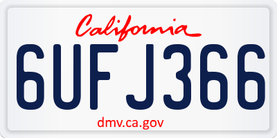 CA license plate 6UFJ366