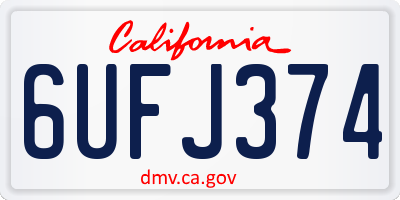 CA license plate 6UFJ374