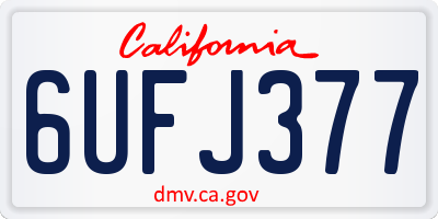 CA license plate 6UFJ377