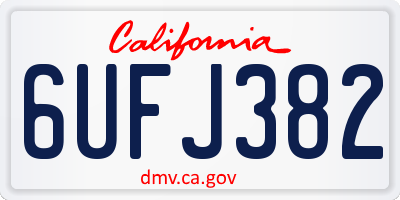 CA license plate 6UFJ382