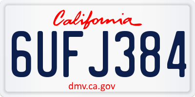 CA license plate 6UFJ384