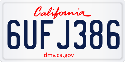 CA license plate 6UFJ386