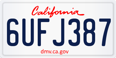 CA license plate 6UFJ387