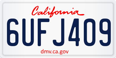 CA license plate 6UFJ409