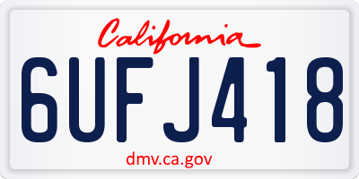 CA license plate 6UFJ418