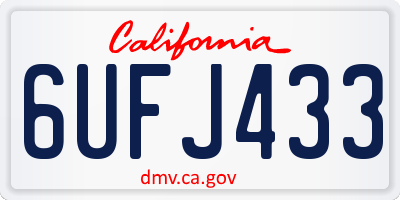 CA license plate 6UFJ433