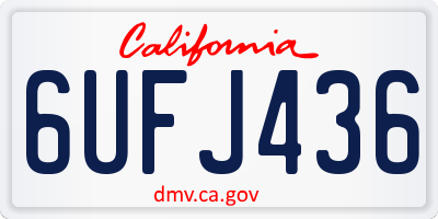 CA license plate 6UFJ436