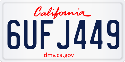 CA license plate 6UFJ449