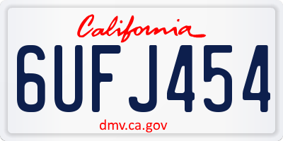 CA license plate 6UFJ454