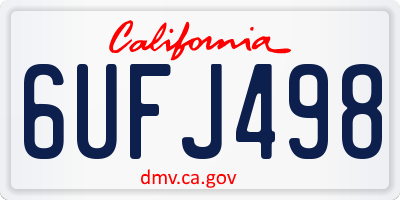 CA license plate 6UFJ498