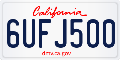 CA license plate 6UFJ500