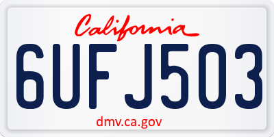 CA license plate 6UFJ503