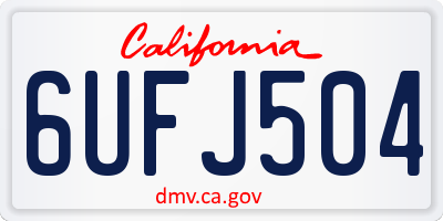 CA license plate 6UFJ504