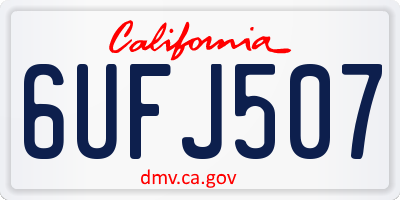 CA license plate 6UFJ507