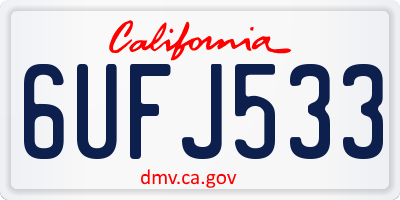 CA license plate 6UFJ533