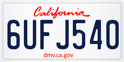CA license plate 6UFJ540