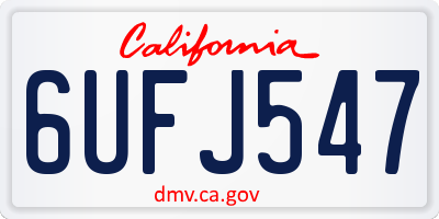 CA license plate 6UFJ547