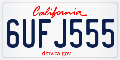 CA license plate 6UFJ555