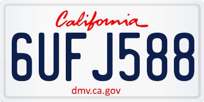 CA license plate 6UFJ588