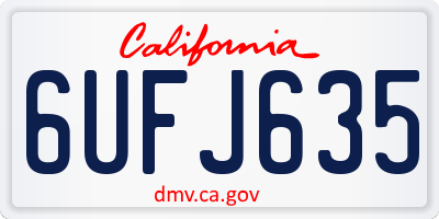 CA license plate 6UFJ635