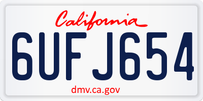 CA license plate 6UFJ654