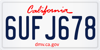 CA license plate 6UFJ678