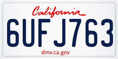 CA license plate 6UFJ763