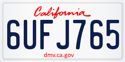 CA license plate 6UFJ765