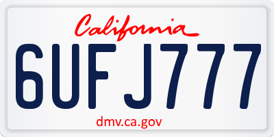 CA license plate 6UFJ777