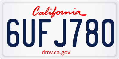 CA license plate 6UFJ780