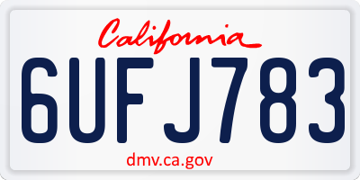 CA license plate 6UFJ783