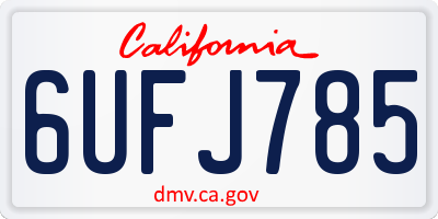 CA license plate 6UFJ785