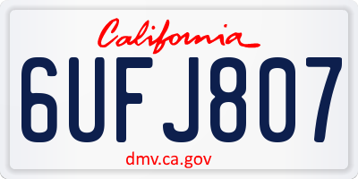 CA license plate 6UFJ807