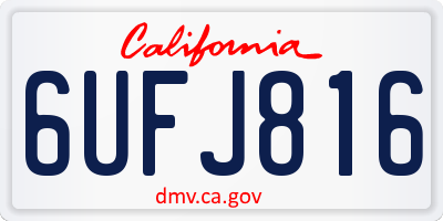 CA license plate 6UFJ816