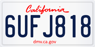 CA license plate 6UFJ818