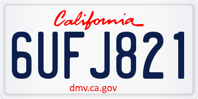 CA license plate 6UFJ821