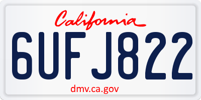 CA license plate 6UFJ822