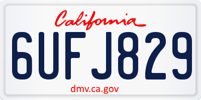 CA license plate 6UFJ829