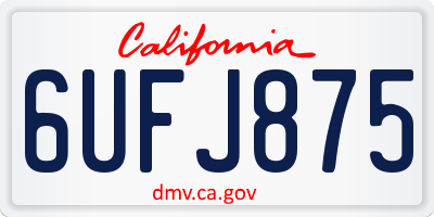 CA license plate 6UFJ875