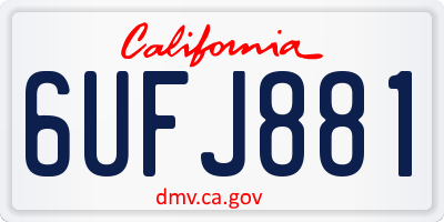 CA license plate 6UFJ881