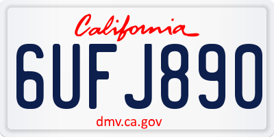 CA license plate 6UFJ890